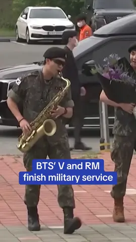 K-pop superstars V and RM were discharged from the South Korean military, with fans counting down to the BTS' comeback. Jimin, Jung Kook and Suga are set to wrap their military service later this month, with Jin and J-Hope having already left. The globally-recognised K-pop icon has not released a group project since 2022 and the band members are hoping for the reunion. #bts #kpop #news #rm #v 
