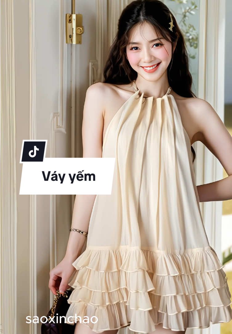 Váy cổ yếm xếp ly phối bèo xoè tầng đính ngọc có kèm quần bảo hộ rời. Set đồ thời thượng tôn lên tự sang trọng thanh lịch, nhẹ nhàng nữ tính, nhưng cũng đầy cá tính riêng của bạn. Set có 3 size S, M, L ạ #vayxinh #damnu #vaycoyem #vayyemxeply #thoitrangnu #xuhuong #saoxinchao 