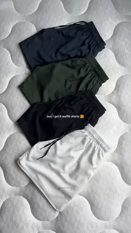 BUY 1 GET 4 WAFFLE SHORTS 🩳☄️ —Perfect for lounging or hitting the streets! 💪✨ #shorts #mensshorts #shortsformen #buy1get4shorts #waffleshorts #menswaffleshorts #menswear #mensfashion #mensfashionwear #menswearstyle 