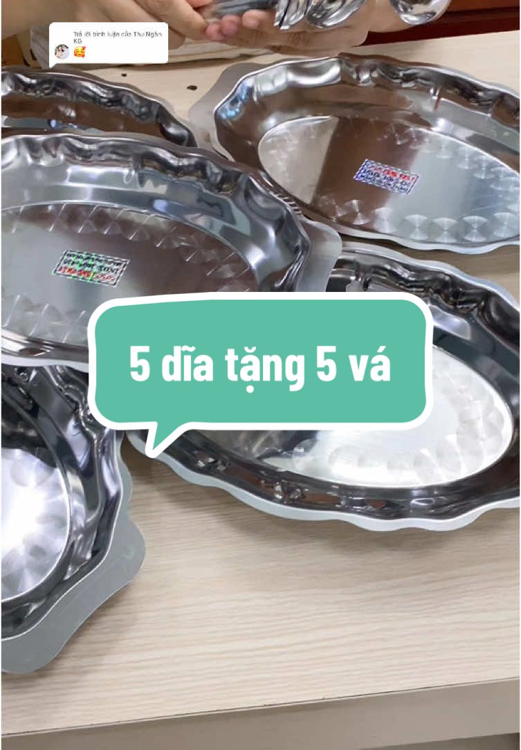 Trả lời @Thu Ngân KG combo 5 dĩa inox tặng kèm 5 vá 139k #xuhuong #tiktokshop #dĩa #diainox #diabone #khayhap #dogiadung 