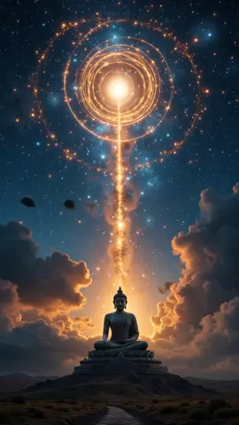 จักรวาลหมุน (The universe spins) Concept : ทุกสิ่งหมุนเวียนอยู่ในธรรม — สื่อถึงธรรมจักรอันไม่มีที่สิ้นสุด ##motivation####ai