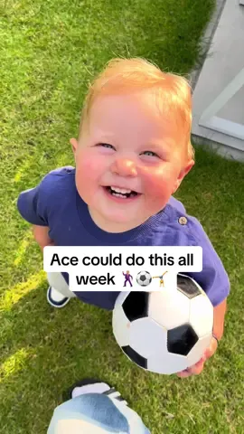 Ace could do this all week 🕺🏼⚽️🤸 #play #kidstiktok #fun #happy #toddlersoftiktok #toddlerboy #edsheeran #sapphire #footballtiktok #footballvideo #boymom #FamilyFun 