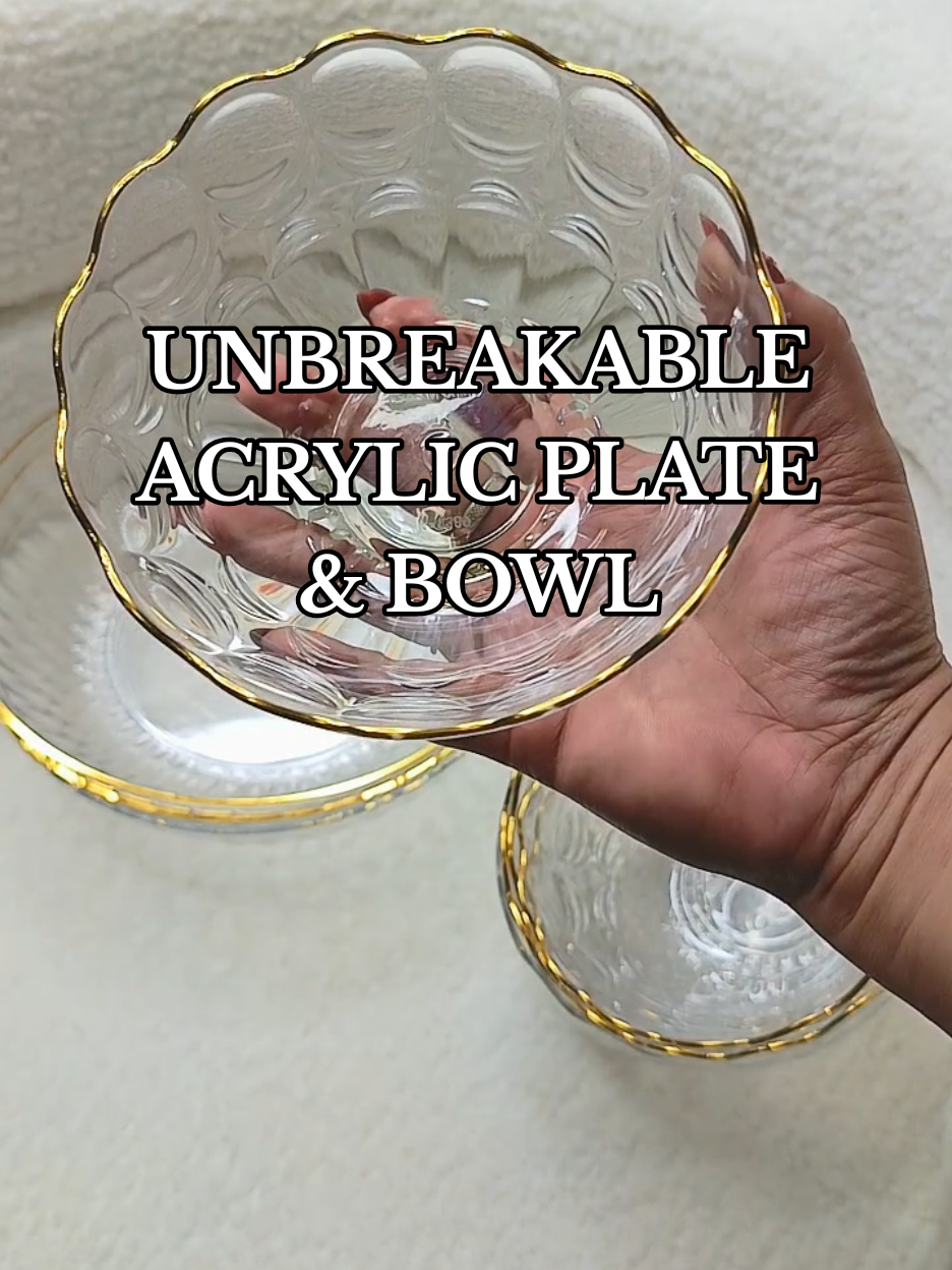 3/6pcs Unbreakable acrylic plate & bowl #unbreakableplatesandbowls #unbreakableacrylicplateandbowl #platebowls #plateset #mustbuy #tiktokfinds 