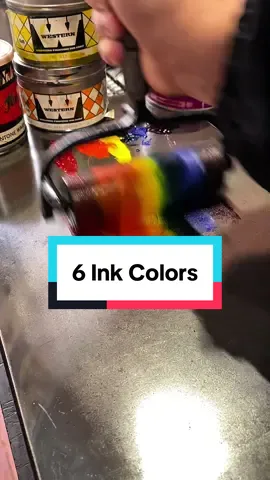 Rolling out 6 colors of ink with a brayer on the ink stone in preparation for letterpress printing in the print shop exhibit at the Sacramento History Museum. The order from left to right is red, orange, yellow, green, blue, and purple. As Jared demonstrates, this is done to create an even layer of ink on the ink stone and brayer.  The remaining ink at the top of the stone will gradually be rolled out as more prints are made. Stay tuned for how the prints turn out! #SacHistoryMuseum #unintentionalasmr #pridemonth #Pride #pride2025 #arttok #sacramento #museum #history #letterpress #printingpress #asmr  #printing 