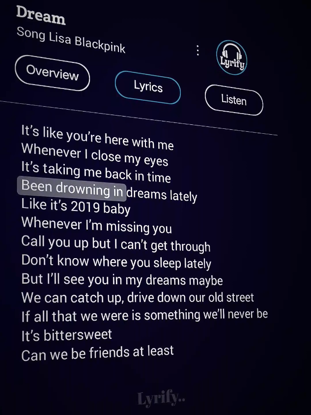 Dream 🎧🎶 #dream #lisablackpink #lyrify #lyrics #song #music #trend #lyrics_songs #foryou #4u #fyp #foryoupage 