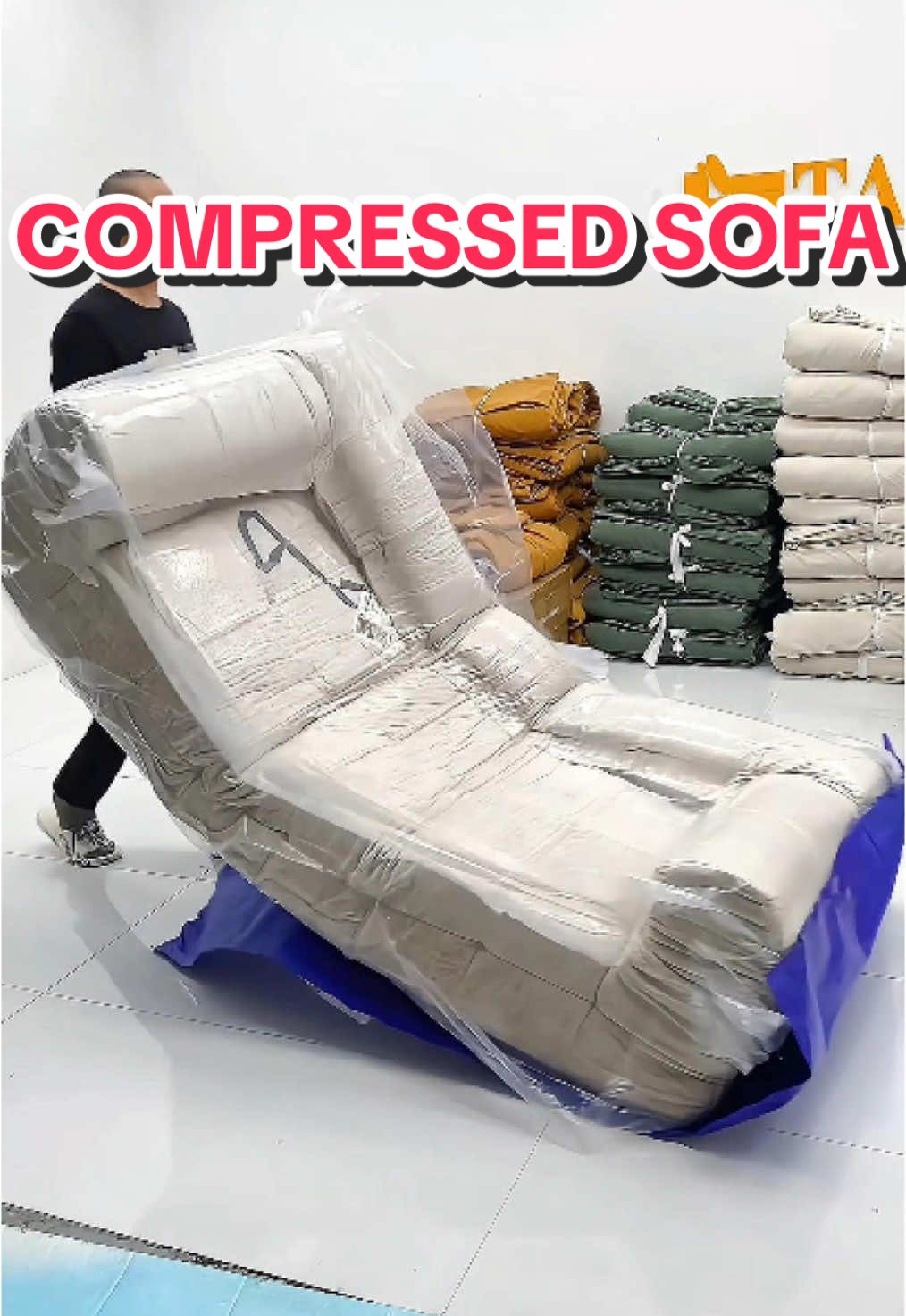 Amazing.Compressed sofa very  interesting.#compressionsofa #compressedsofa #sofa #compression #furniture #livingroomsofa #factory #livingroomfurniture #sofainabox #boxsofa 
