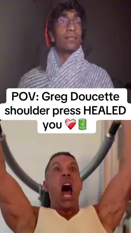 POV: Greg Doucette shoulder press HEALED you ❤️‍🩹🔋#Fitness #gymmemes #andrewzfit 