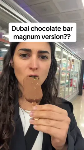 Have you seen this Dubai chocolate elsewhere? I hate to say this, but I have never tried a Dubai chocolate bar. I really think that I am late to the trend… But we are barely getting them in the USA 🤣 Is the Dubai chocolate bar worth it?  Please bring this to USA @Magnum Ice Cream  #turkishfood #dubaichocolate #foodvlog #turkeytiktok #magnum 