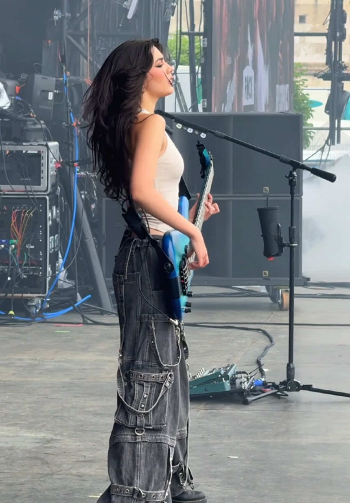 pov: you’re watching the Disciple intro from side stage  #thewarning #bassist #rockimpark #rip2025 #OnTour #alejandravillareal 