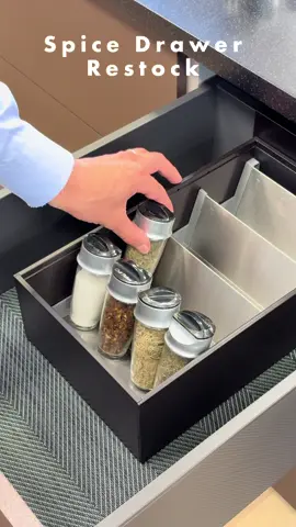 Spice Drawer Restock Using Ambia Line Drawer And Spice Holder Insert From Blum Canada  #kitchen #organizedhome #organization #clean #hometok #storage #hidden #blum 