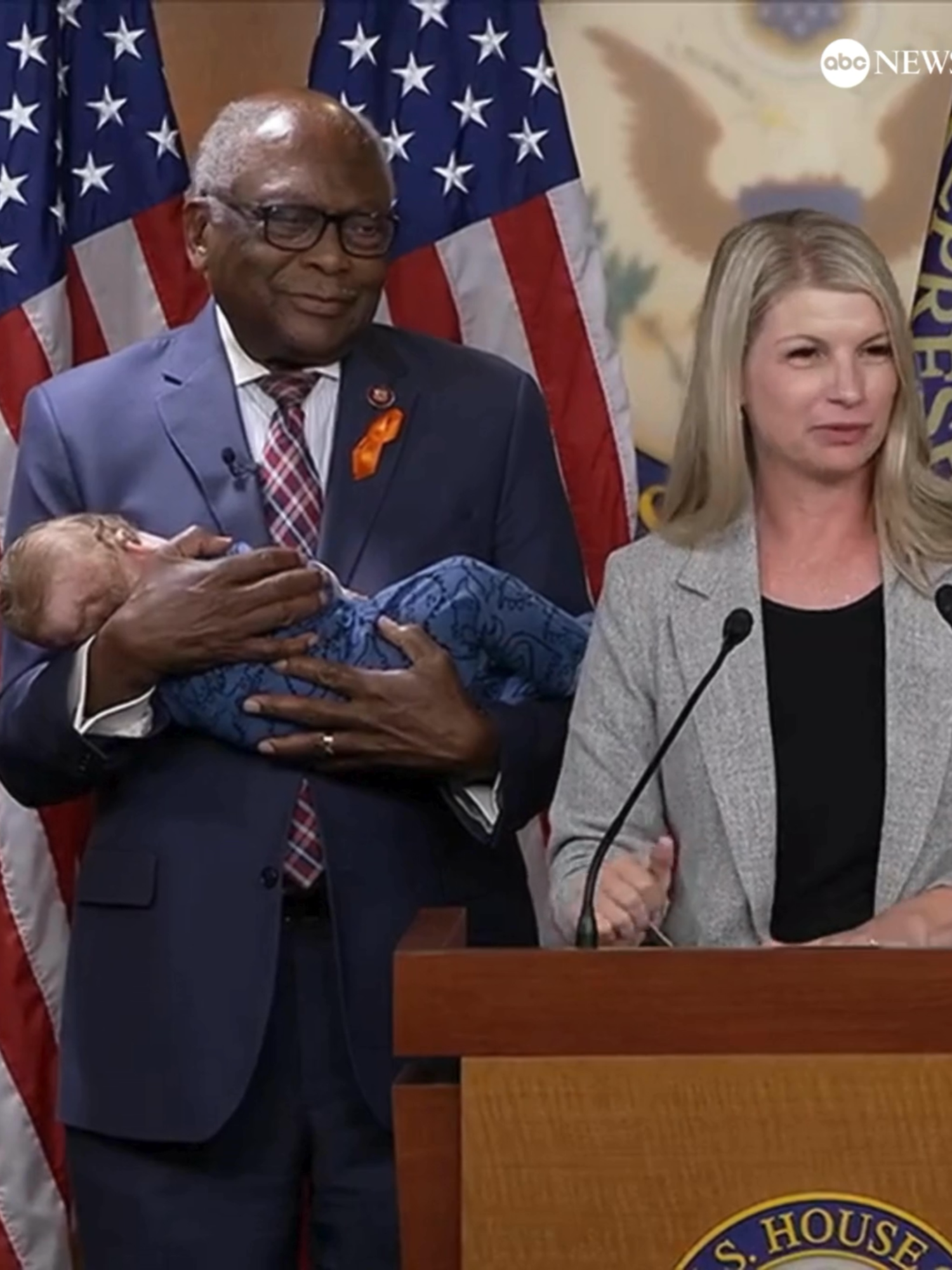 SEE IT: Democratic Rep. Jim Clyburn volunteered to hold Rep. Brittany Pettersen's baby so she could have her hands free during a news event focused on combatting gun violence. 
