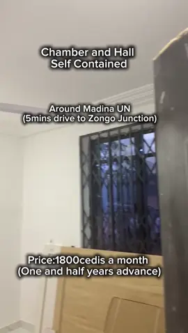 A very spacious chamber and hall around Madina UN is available now.Price:1800cedis per month for 1and half years advance..#roomquest #roomsinaccra #roomhunting #ghanatiktok🇬🇭 #chamberandhall 