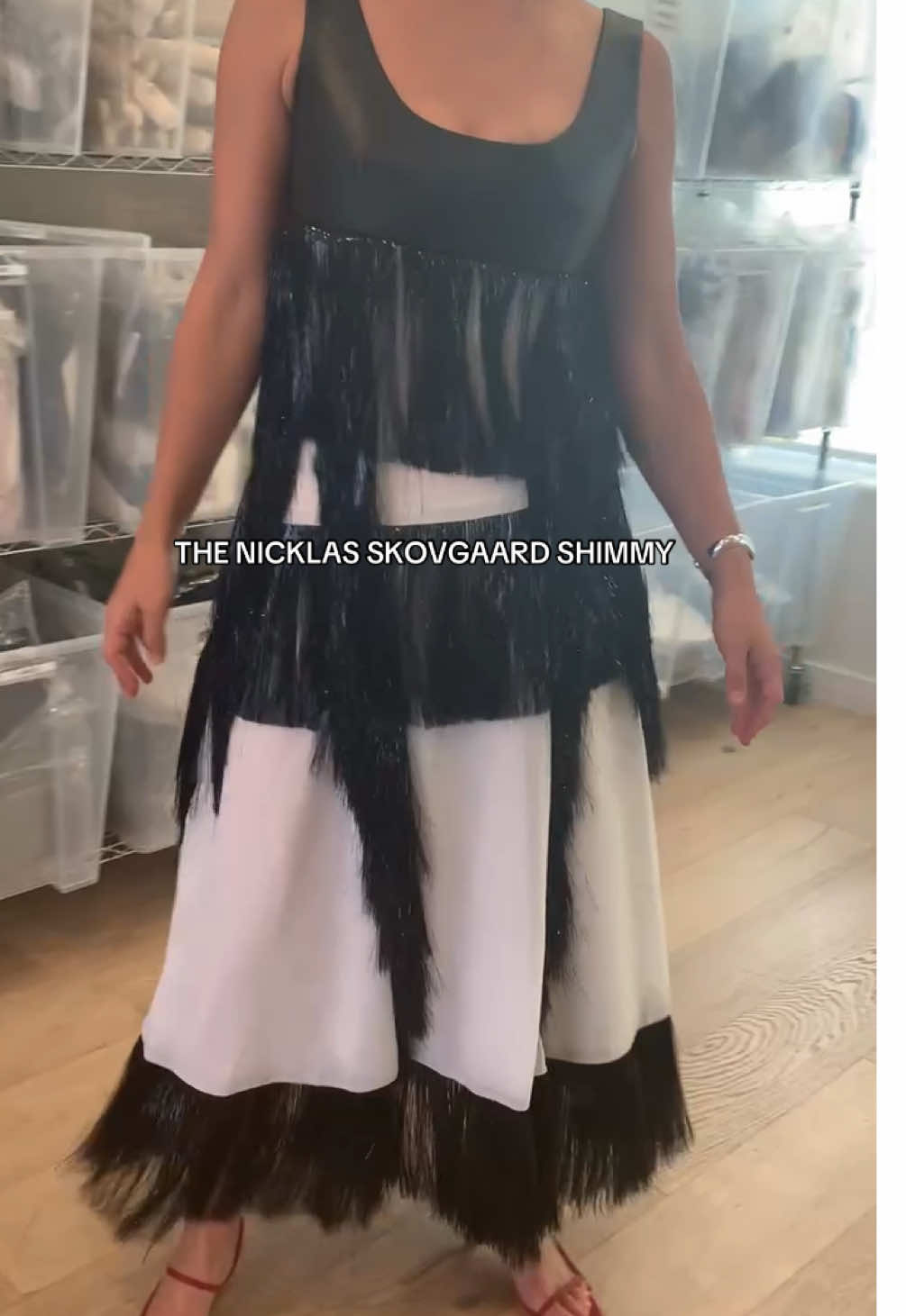 Nicklas Skovgaard made a dress and we simply cannot be asked to stand still in it. Leather bustier, raffia trim throughout. It is part of an exclusive capsule with our store, Nicklas S. all the way. Make an appt. at our Los Angeles studio to come see it or shop online.  #fashiontiktok #emergingdesigner #maimoun #independentartist #fittingroom #studiovisit 