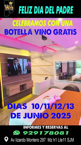¡🎉 CELEBRA EL DÍA DEL PADRE EN HOTEL VILCA'S! 🍷🎁 Del 10 al 13 de junio, consiente a papá con una escapada especial. 🎉 ¡Por tu reserva en Hotel Vilca’s, te regalamos una botella de vino totalmente GRATIS! Porque papá merece descanso, comodidad… ¡y un brindis inolvidable! 🥂 📍 Lizardo Montero 299, Mz H1 Lote 11 – San Juan de Miraflores 📞 929178081 Habitaciones modernas 🛏️ | Jacuzzi 💦 | Cochera amplia 🚗 | Atención de primera ⭐ ¡Haz tu reserva ahora y sorprende a papá como se lo merece! #DíaDelPadre #PapáRey #FelizDíaPapá #HotelVilcas #PapáMereceLoMejor #BrindisConPapá #EscapadaPerfecta #PapáConEstilo #VinoGratis #CelebraConPapá #PromociónDíaDelPadre #PapáFeliz #SJM #PapáVIP