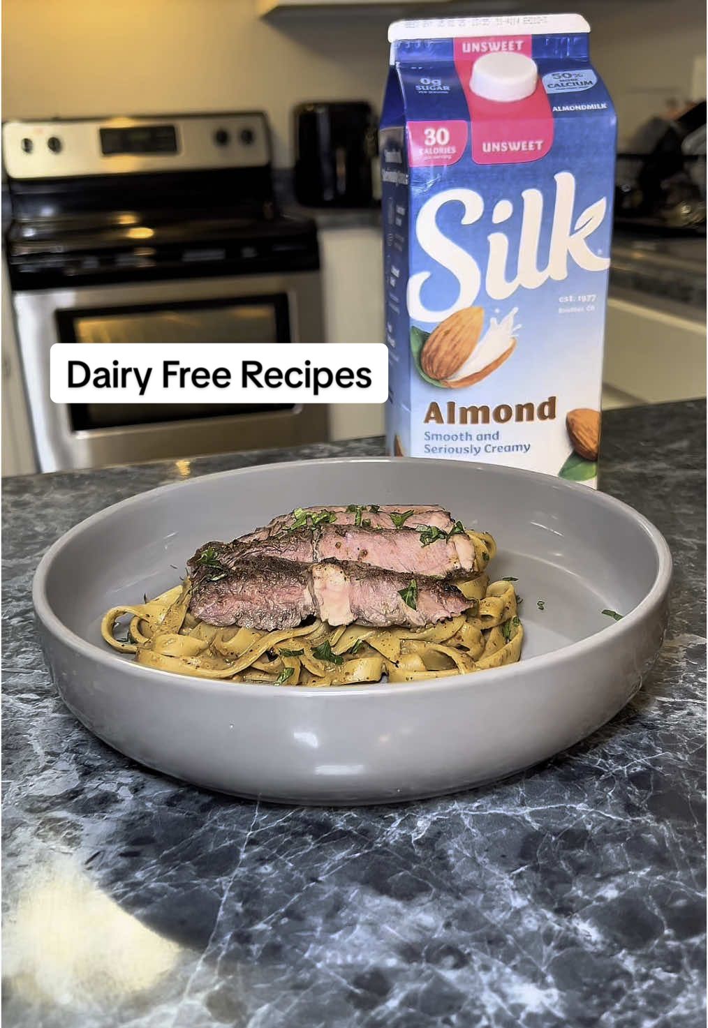 #Silkpartner Proud to partner with @Silk to bring a seasonal private chef creation to life! I’m mixing up the best of both worlds—perfectly seared steak with fresh shallots, mushrooms, and a luscious dairy-free pasta sauce made with #Silk Unsweet Almondmilk. A source of calcium, Vitamin D, and antioxidant Vitamin E, Silk helps keep my recipes delicious and nutritious. Who said indulgence and health can’t go hand-in-hand? #FeelPlantyGood