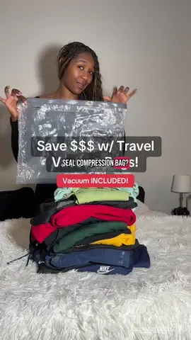Save $$$ with Travel Vacuum Bags! & the vacuum is INCLUDED!  #travel #vacuum #storage #bags #storagebag #organization #Outdoorbag #Travelbag #Waterproof #realrichgirltea #tiktokpartner @Vacbird 