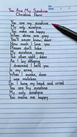 You Are My Sunshine- Christina Perri #fypシ #lyrics #musictok #viraltiktok 
