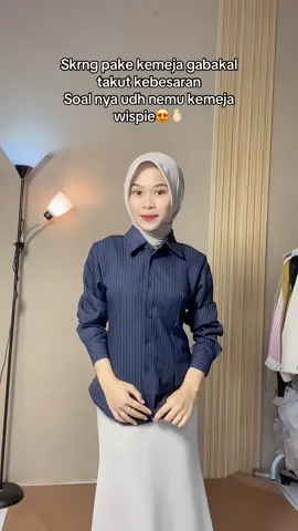 Kemeja warna navy cakepp bett😍🫰🏻 #kemeja #kemejawanita #kemejamurah 