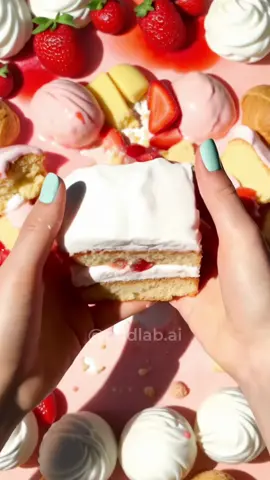 Strawberry Cake Destruction ASMR🍰 #oddlabai #oddlysatisfying #ai #asmr #relaxing #crush #destruction #strawberries #cake 