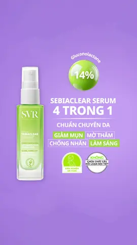 📢 SEBIACLEAR SERUM 4 TRONG 1 CHĂM SÓC THẬT - CHUẨN CHUYÊN DA 💚Với công thức chứa thành phần vượt trội cho da mụn - 14% Gluconolactone. Sebiaclear Serum không dừng lại ở 1 tác dụng, mà còn giúp bạn giải quyết đồng thời 4 vấn đề của làn da: ✔️ Giảm mụn ✔️ Mờ thâm ✔️ Chống nhăn  ✔️ Làm sáng Ngoài ra, Sebiaclear Serum được kiểm nghiệm không chứa các chất gây rối loạn nội tiết (ED), không chống chỉ định cho phụ nữ mang thai và đang cho con bú. ✨Bổ sung ngay Sebiaclear Serum chính hãng vào routine để làn da luôn được tận hưởng qua trải nghiệm điều trị siêu êm ái!  ✨Chọn Sebiaclear Serum - chọn chuẩn 