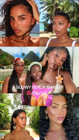 Beach baddies onlyyyy 🌊 #beachmakeup #summermakeup #makeuptut #glowy #greenscreen 