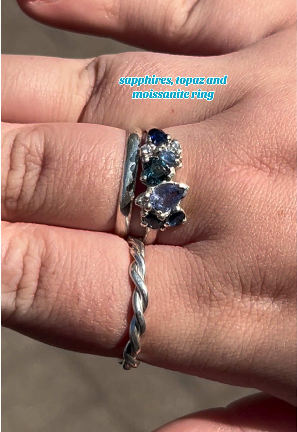cutie wee video for a cutie wee birthday ring with sapphires, topaz and moissanites. #jewellerydesign #jeweller #jewellery #jewelry #jeweler #blue #sapphires #birthday #birthdaygirl 