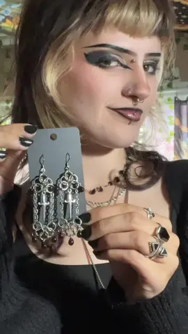 Shop Update this Friday the 13th!! These and more!!#stainlesssteel #fridaythe13 #artist #jewelry #jewelrymaker #artist #art #chainmaille #handmade #fyp #goth #gothic #whimsy #whimygoth #darkacademia #earrings #grunge #gremlin #fantasy #fae #fairy 