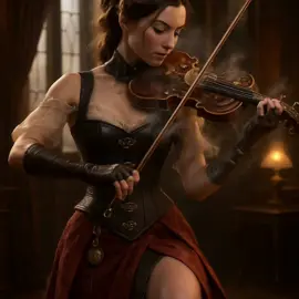 woman playing violine in the past