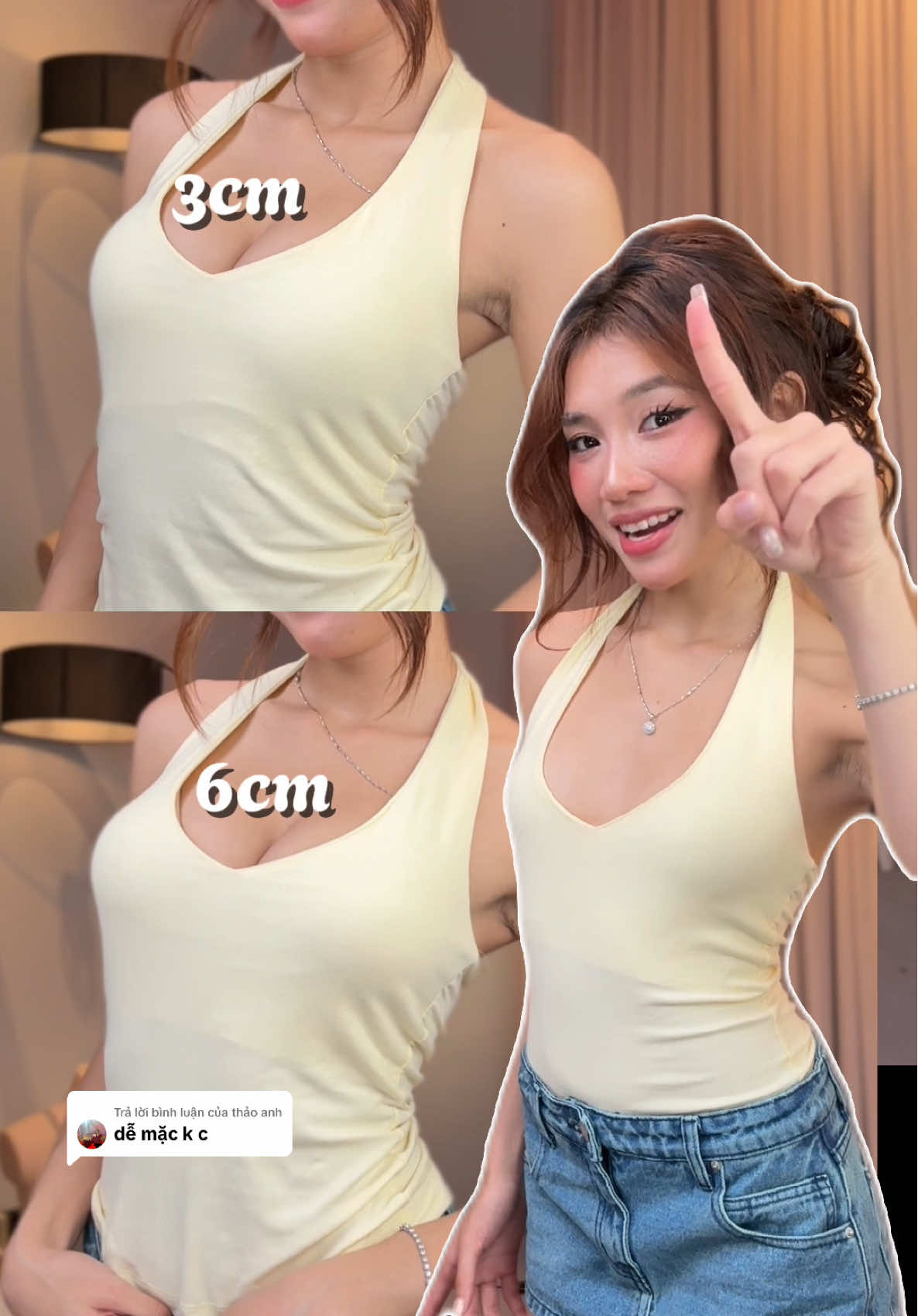 Trả lời @thảo anh  chọn đúng 3cm 6cm mặc mới đẹp nha, mà Người Đẹp coi live em thì dễ mặc á, còn nhiều khi không coi live cách mặc hơi khó nha😚#Nhivisecret #Visecretbra #aolot #bra #dephonmoingay #aoholung #brachongtuot #danbantay #aotrevai #sea #bien 