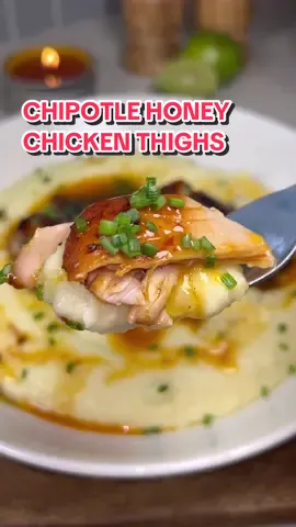 Chipotle Honey Chicken Thighs with Smoked Gouda Mashed Potatoes 🫦 Ingredients below — full recipe is linked in my bio! Chipotle Honey Marinade: - 4–6 bone-in, skin-on chicken thighs (~1.5 lbs) - 2 tbsp adobo sauce (from a can of chipotles) - 1 chipotle pepper, finely chopped (double to taste) - 1/4 cup regular or hot honey - Juice from 1 lime (~2 tbsp) - 1 tsp smoked paprika - 1 tsp ground cumin - 1 tbsp soy sauce - 3 garlic cloves, grated - Salt and black pepper, to taste - 1 tbsp olive oil Smoked Gouda Mashed Potatoes: - 2 lbs Yukon Gold potatoes, washed and scored width-wise - 4–6 tbsp butter (room temp) - 1 cup whole milk or half & half (room temp) - 1 cup shredded smoked Gouda, freshly shredded - 1/2 cup shredded white cheddar cheese (optional), freshly shredded - 1–1.5 cups sour cream (optional, to taste) - Salt and black pepper, to taste Honey Chipotle Glaze: - 3 tbsp butter - 2 tbsp regular or honey - 1 tbsp adobo sauce - Juice from 1/2 lime #chickenthighs #chicken #chickendinner #chickenrecipe #chipotlechicken #honeychipotle #chipotlehoneychicken #marinade #mashedpotatoes #potatoes #smokedgouda #gouda #dinner #DinnerIdeas #easydinner #easydinnerideas #dinnerinspo #dinnertok #cookdinnerwithme #FoodTok