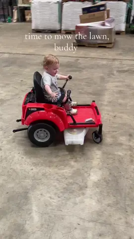 one minute they are newborns and the next they are mowing the concrete 🥹 #boymom #mama 