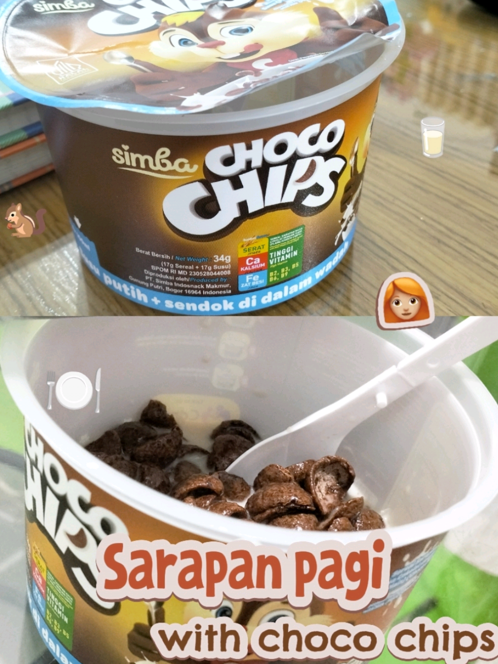 sarapan jadi lebih praktis dengan adanya choco chips simba.  choco chips simba ini ada 3 varian ya sereal denhan susu plain, susu cokelat dan susu strawberry  sereal cup  @simbacerealofficial  yukk co keranjang kuning!!! #sereal #serealchocochip #chocochips #sarapan #sarapanpagi #simba #sarapansehat #susu  #sarapansatset #coklat  #chocochipssimba 