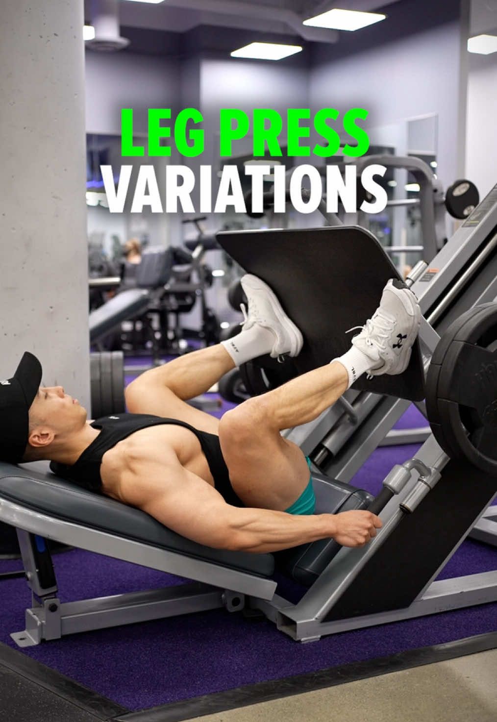 Leg Press Variations - Know the Difference! If you place your feet high on the leg press platform, you’ll work more glutes. If you place your feet wider apart, you’ll work more adductors and glutes. If you place your feet low, you’ll work more quads. And if you place your feet close together, you’ll work slightly more outer quads. Size & Shred Training program 👉🏻 deltabolic.com (link in bio) Outfit from @AYBL  👉🏻 aybl.com (use code “DELTA” for 10% off #legpress 