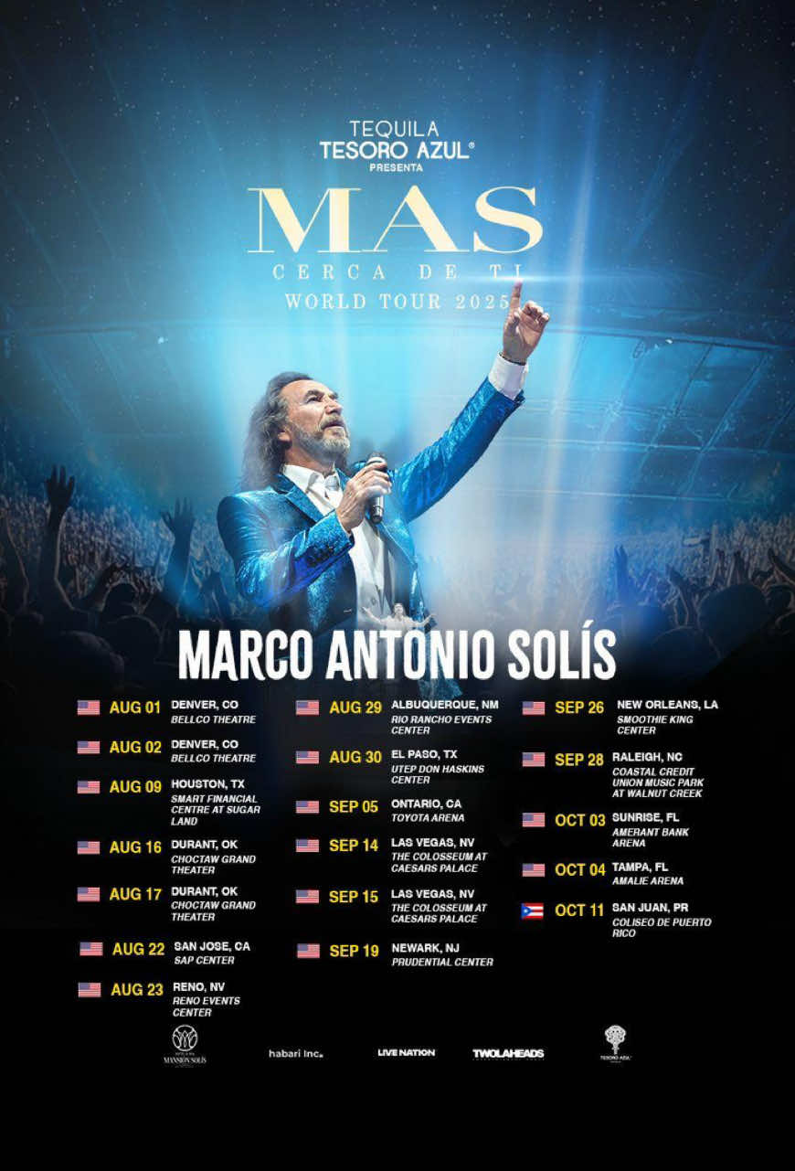 Ya lo subí!  🎤✨ ¡Marco Antonio Solís llega a tu ciudad con su MAS CERCA DE TI WORLD TOUR 2025! 🌍🎶 ¡Prepárate para una noche inolvidable llena de música, romanticismo y grandes éxitos! 💃🌹🎸 🎟️ Preventa EXCLUSIVA comienza mañana, 12 de junio ⏰ Usa el código: MASPIOLIN 🔑 🎫 Compra tus boletos aquí 👉 https://www.livenation.com/artist/K8vZ9171hn0/marco-antonio-solis-events ¡No te lo puedes perder! 💥 @Marco Antonio Solis @Live Nation Latino  #MarcoAntonioSolís #MasCercaDeTiTour #Tour2025 #PiolinTeInvita #ElShowDePiolín #MusicaRomantica #ConciertoDelAño 🎤🌹🇲🇽