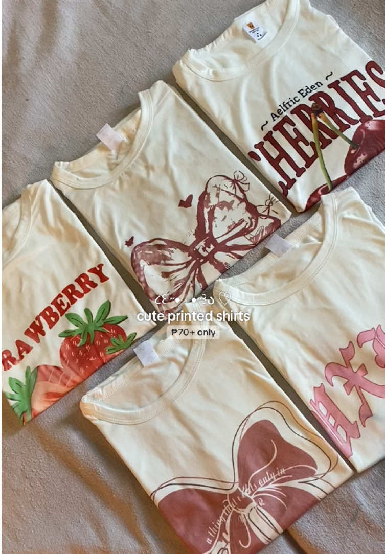 FROM 199 to 77 PESOS 😳 get this cute printed shirts in the yellow basket 🛒                                                #topforwomen #women #cute #printedshirt #aesthetic #outfit #ribbon #trending #fyp #xzyabc 