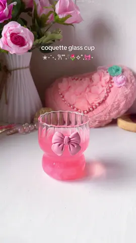 Pink drink with this pink coquette bow glass cup #coquette #aesthetic #pink #ribbon #cuteglassware #glasscup #foryouu 