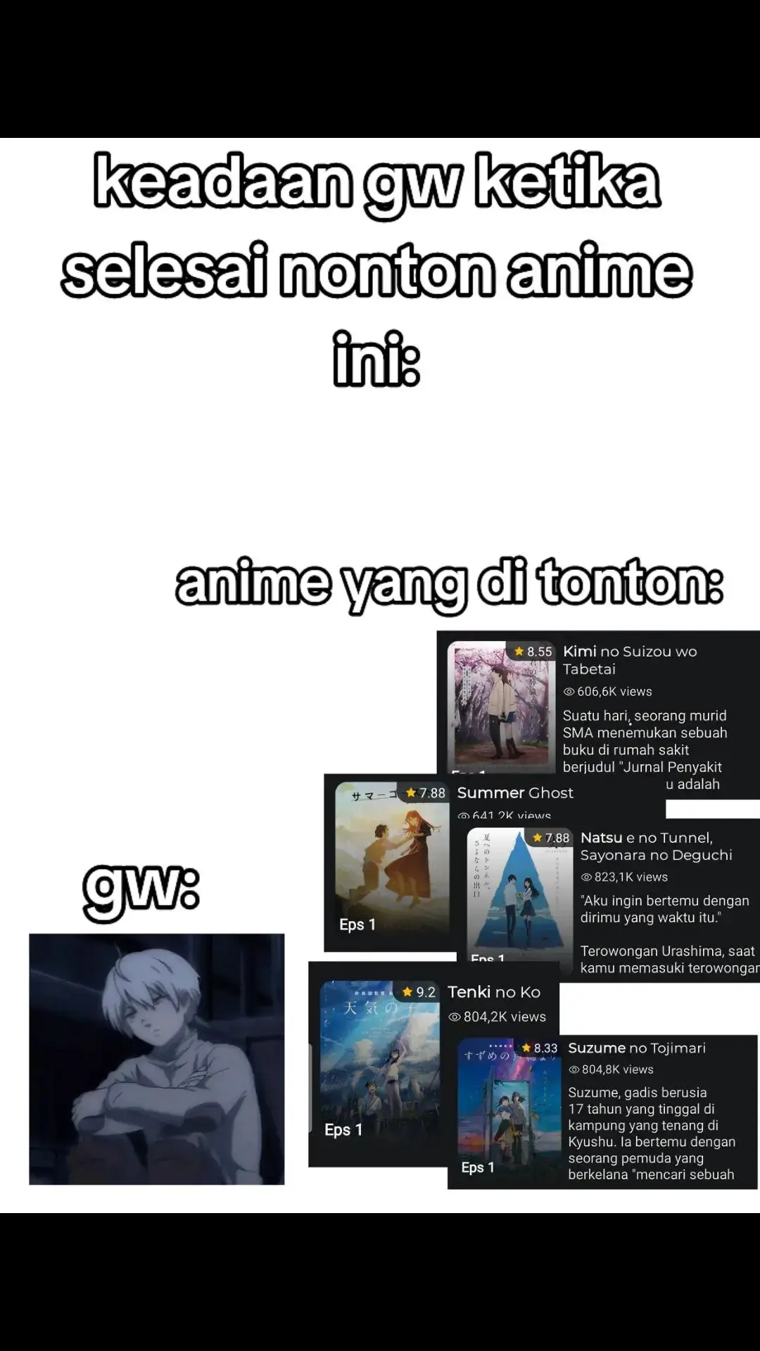 #anime #4u #anime #kiminosuizouwotabetai #summerghost #natsuenotonnerusayonaranodeguchi #tenkinoko #suzumenotojimari #fyp #kumpulananimelovers #fypシ゚ 