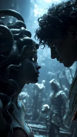Medusa turning warrior into stone 🐍⚔️🪨 #medusa #Mythology #Greekmythology #epicvisuals #livewallpaper #fantasyart #darkfantasy #midjourney #aiart #fyp♥️ 
