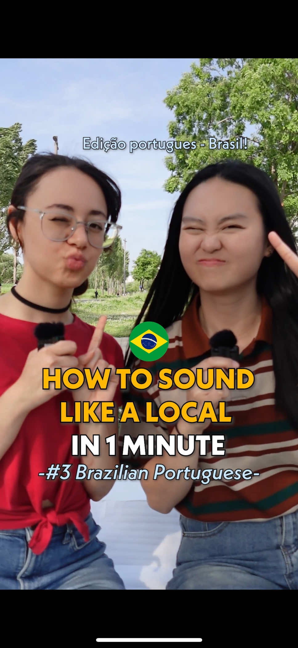 Actions speak louder than words? @juliagulacsi 🇧🇷🤣 A lot of people have been waiting for this 🤭 We also filmed a long-form video about Brazil so stay tuned for that! 🥳 Which language should we do next? 🤓 #languages #portuguese #brazil #brazilianportuguese #multilingual #culture #1minutelocal 