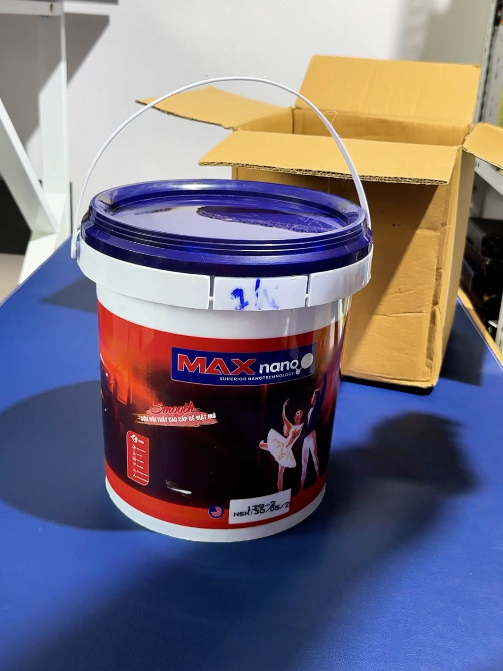 sơn mịn nội thất maxnano thùng 5L kèm chổi sơn và lăn #onhadicho 
