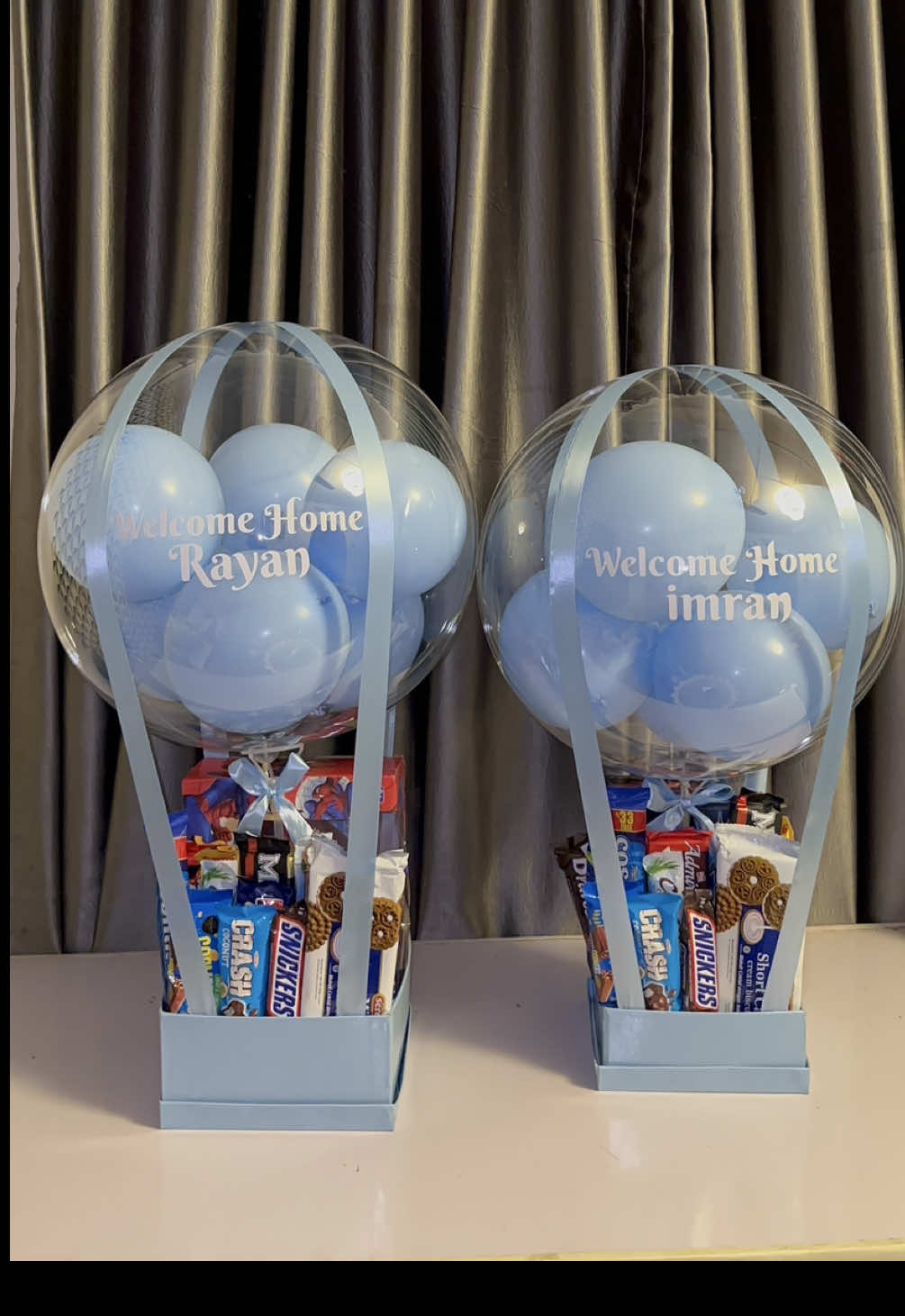 A cozy welcome home for your little one🩵🩵 #welcomehome #welcomeback #welcomehomegift #gifting #chocolatetreats #treatbox #fypシ゚ #explore #trendingvideo 