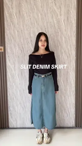 Mix n match outfits with slit denim skirt 🩵✨ #rokjeans #ootdrok