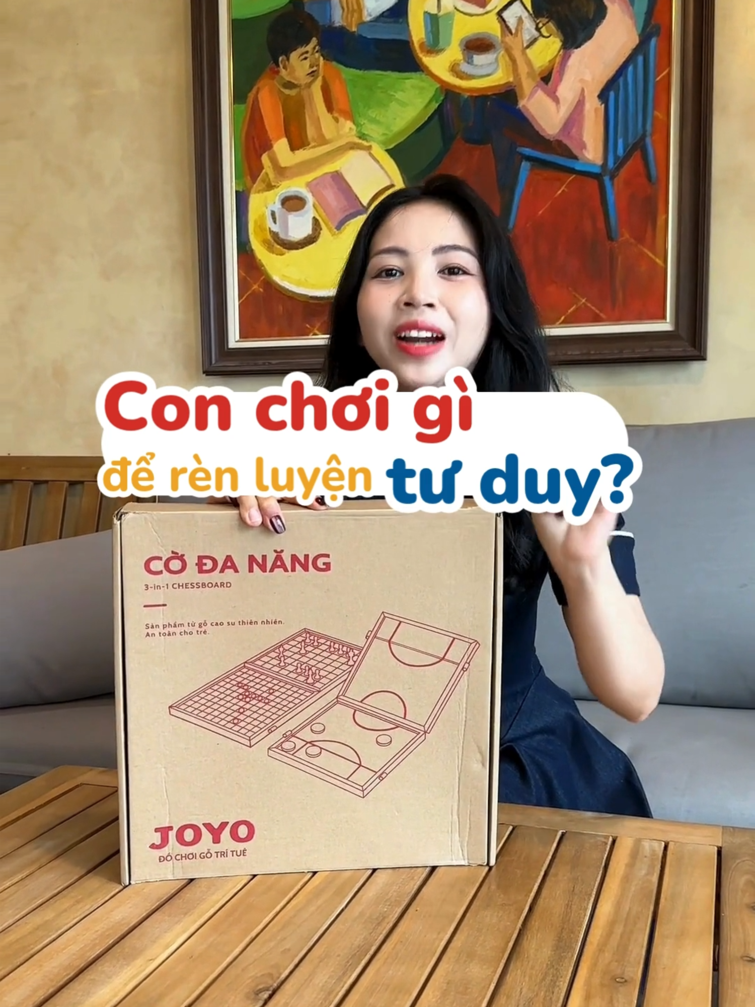 Hộp gỗ thông, khoá xịn xò, dây chắc chắn, lại có đến 4 trò để con rèn luyện trí tuệ. Còn điều gì khác khiến các mẹ lựa chọn Cờ Đa Năng cho con không? Chia sẻ ngay cho JOYO nhé! #Joyo #dochoichobe #dochoitritue #quatangchobe #dochoigotritue #vuiherucro #muahe #unboxcodanang #codanang