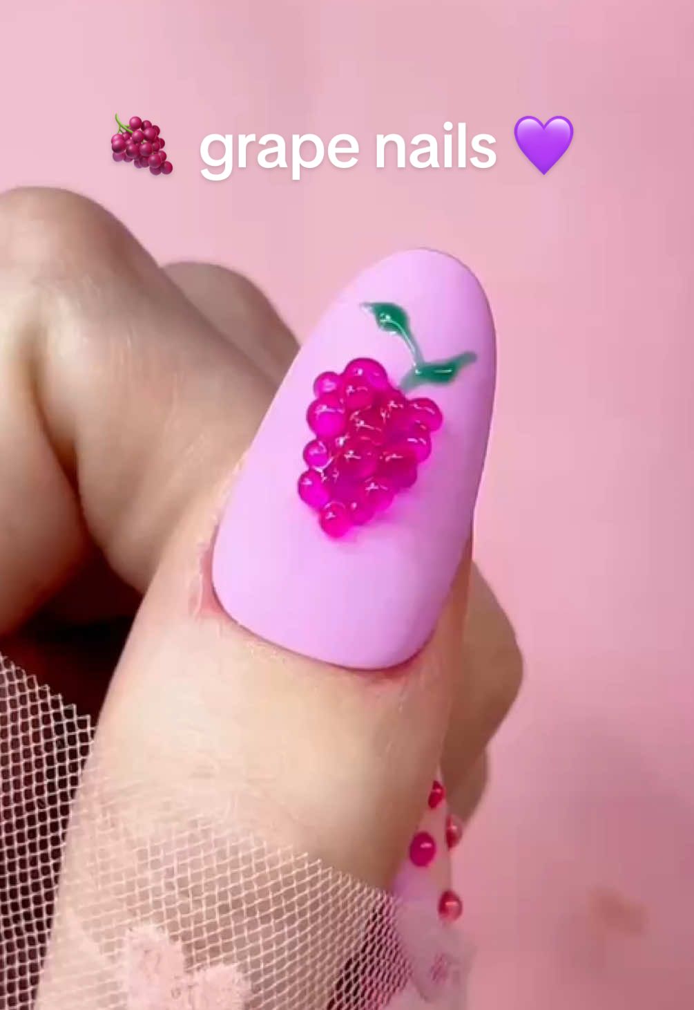 🍇 GRAPE NAILS 🌸 Wanna bring this fruity fantasy to life? Scroll back to watch the full tutorial by @adrianna 🌸 using all #tickledpinquecosmetics#tickledpinquecosmetics #GrapeNails #3DNailArt #BubblegumGel #NailTok #FruitySet #NailInspo #juicynails 