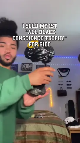 “All Black Conscience Trophy figures” there only 10 in the world . Now there is 9 left.  1. One All black Conscience Trophy Figure 2. A custom letter  3. Free access to all my shows for life ( all shows for free) 😱😱😱😱💥💥💥💥🧠🧠🧠