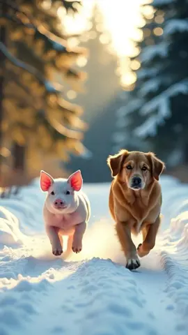 Cute Dog with Pig😍 #ai #dog #pig #cartoon