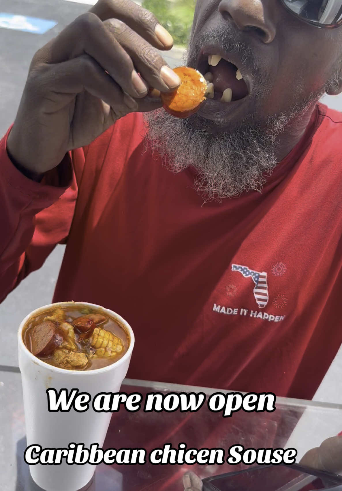 We are now open the address is in my bio First timer Caribbean chicken souse with added sausages , #florida #fyppppppppppppppppppppppp #firsttimer #561 #weopen #CSB #fyp #caribbeansouseboss #chickensouse #palmbeach #foodreviews #southflordiaeats #56ace 