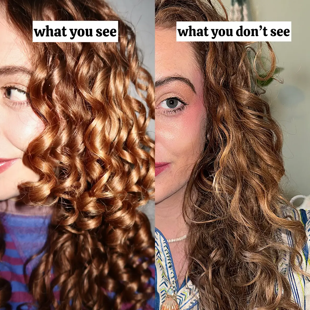 My curls can look defined and shiny, but they can also look stretched out and frizzy, and that’s NORMAL 🥰