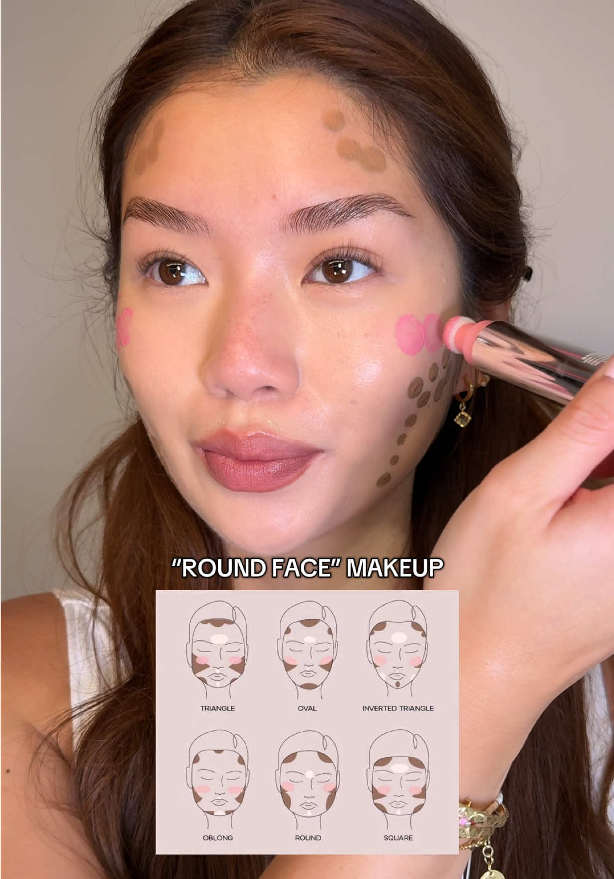 “ROUND FACE” MAKEUP 💖 using @SACHEU Beauty US liquid contour stay-n in giving iconic light neutral & cheek stay-n in i’m cute soft pink ! I bought mine from @Ulta Beauty  **not sponsored ib: @lenkalul  #makeuphacks #makeup #contour #blush #makeuphack #makeuptutorial #contourtutorial #makeuplook