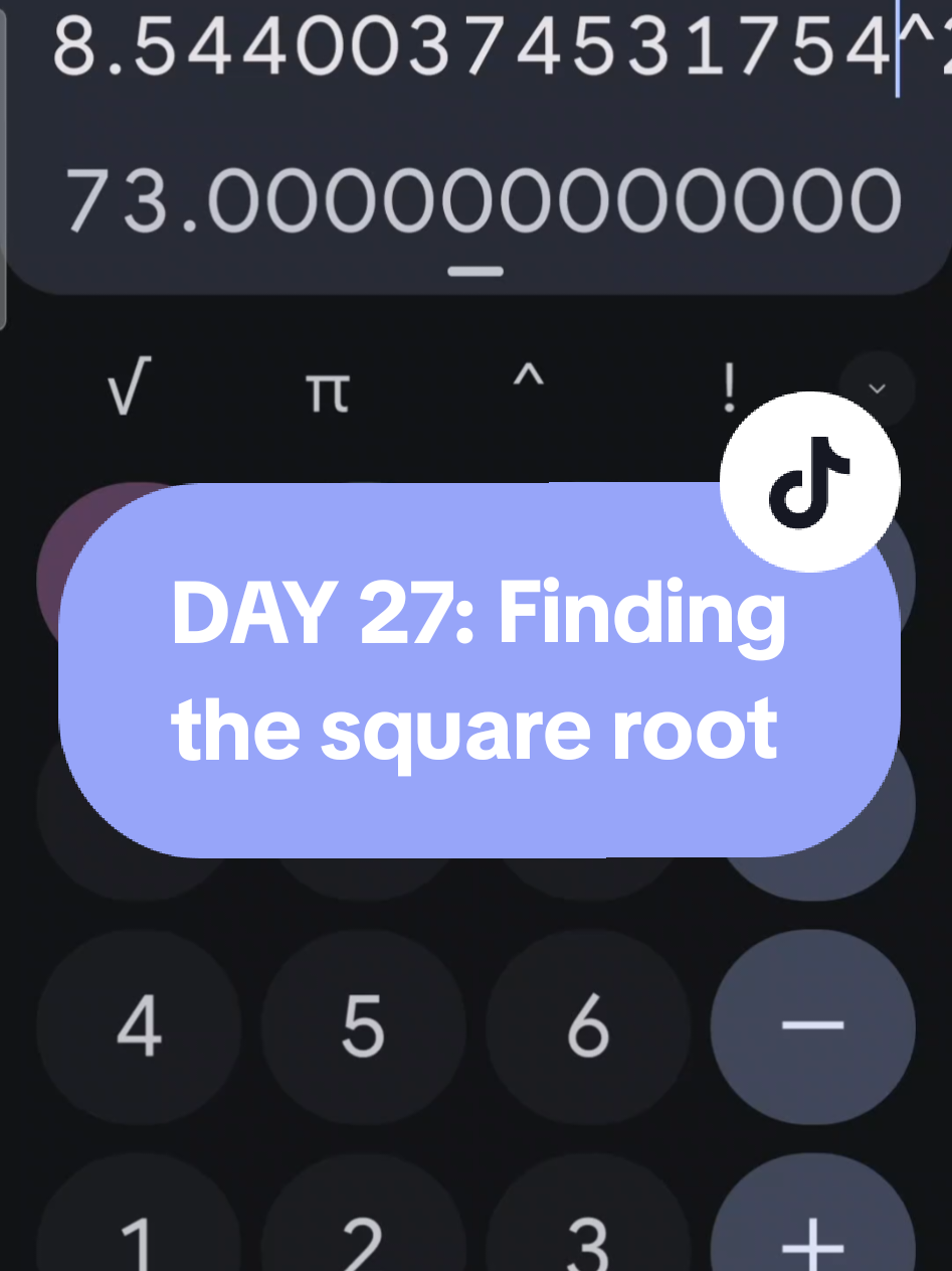 Replying to @alessandro.palazz02 Finding the square root of a number but without using the square root. - DAY 27 #fyp #foryou #math #calculator #justhypix 